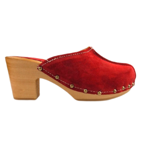 Rood hoge hak suede clogs van Dina