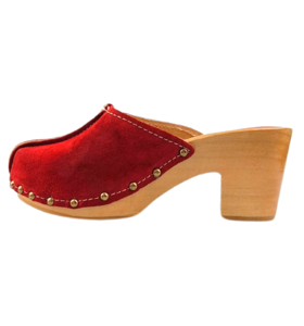 Rood hoge hak suede clogs van Dina