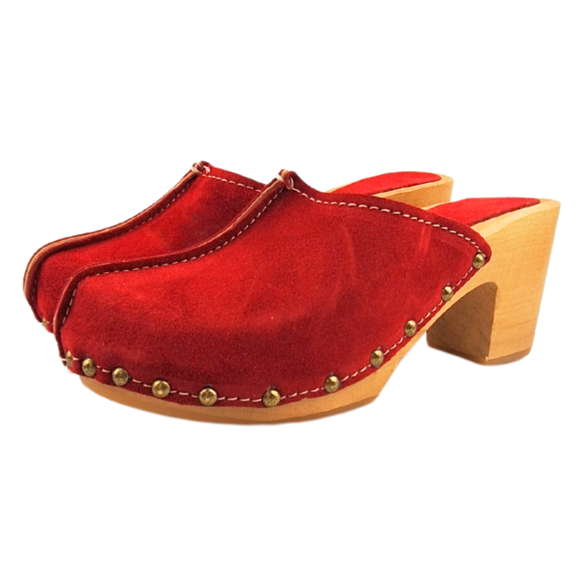 Red heels suede clogs van Dina