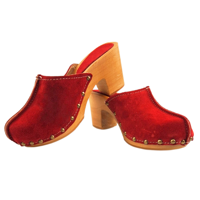 Red heels suede clogs van Dina