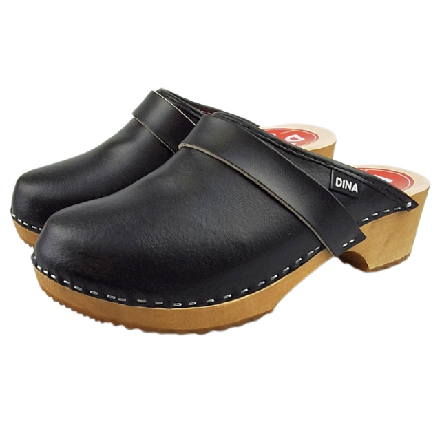 Zweedse Klompen zwart echt leder Zweedse Klompen zwart echt leder