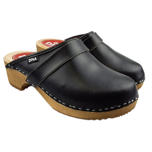 Zweedse Klompen zwart echt leder Zweedse Klompen zwart echt leder