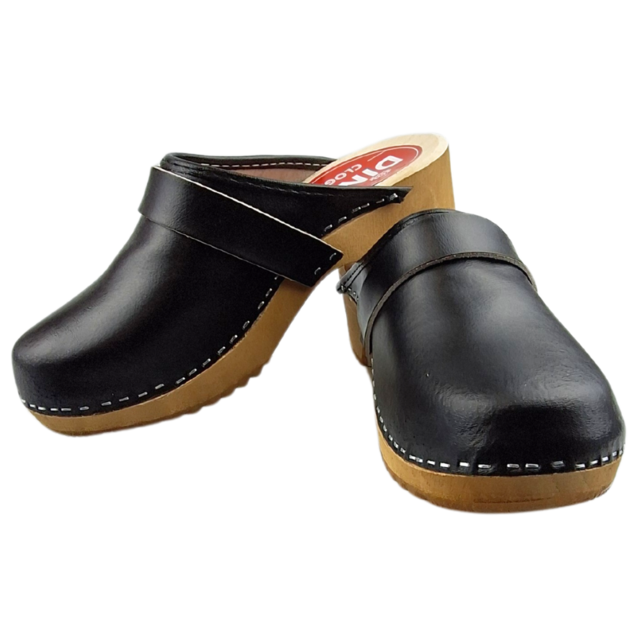 Zweedse Klompen zwart echt leder Zweedse Klompen zwart echt leder