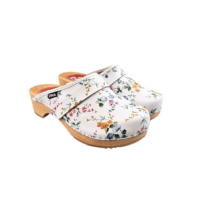 Swedish Clogs flowers real leather