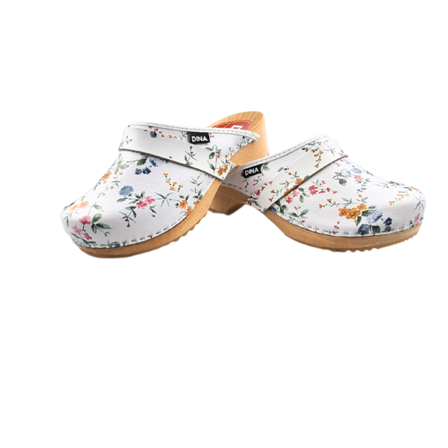 Swedish Clogs flowers real leather
