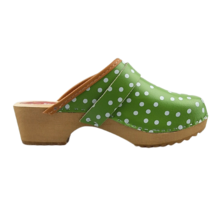 Swedish clogs Green polka dots