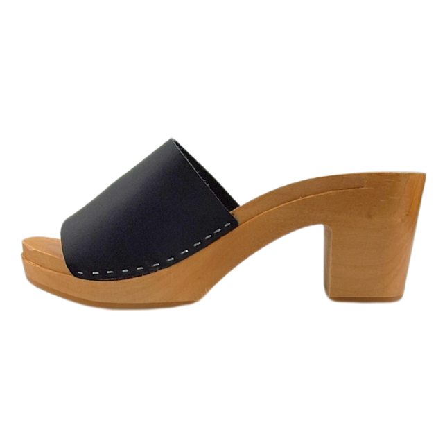 Heels  - Mat Zwart - Nubuck leer - open toe