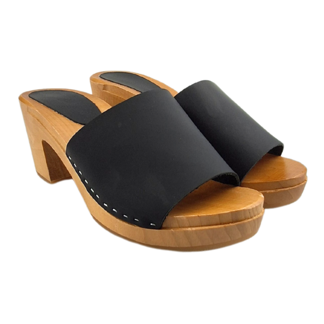 Heels - Matte Black - Nubuck leather - open toe