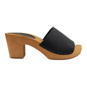 Heels  - Mat Zwart - Nubuck leer - open toe