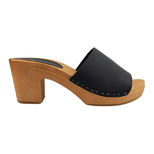 Heels  - Mat Zwart - Nubuck leer - open toe
