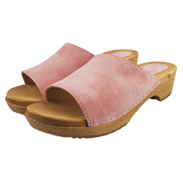 Houten sandalen met suede leer - pastel roze Houten sandalen met suede leer - pastel roze