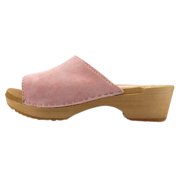 Houten sandalen met suede leer - pastel roze Houten sandalen met suede leer - pastel roze