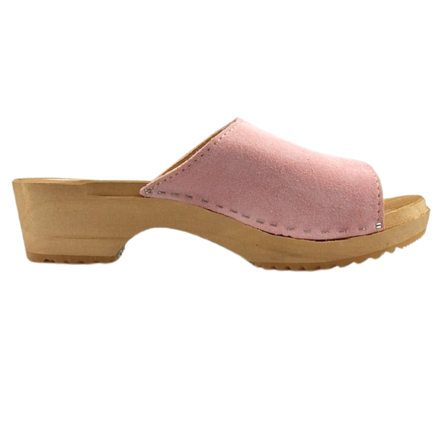Houten sandalen met suede leer - pastel roze Houten sandalen met suede leer - pastel roze