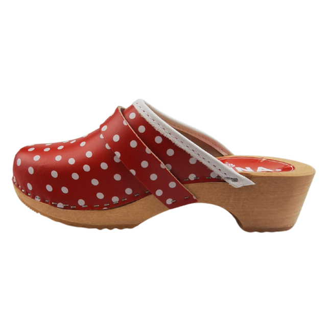 Zweedse Klompen rood met stippen Zweedse Klompen rood met stippen