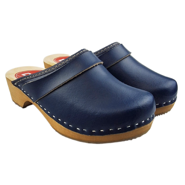 Zweedse Klompen Navy blue echt leder