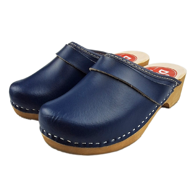Zweedse Klompen Navy blue echt leder