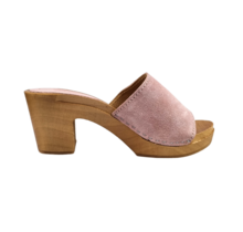 Heels - pastel pink - suede leather - open toe