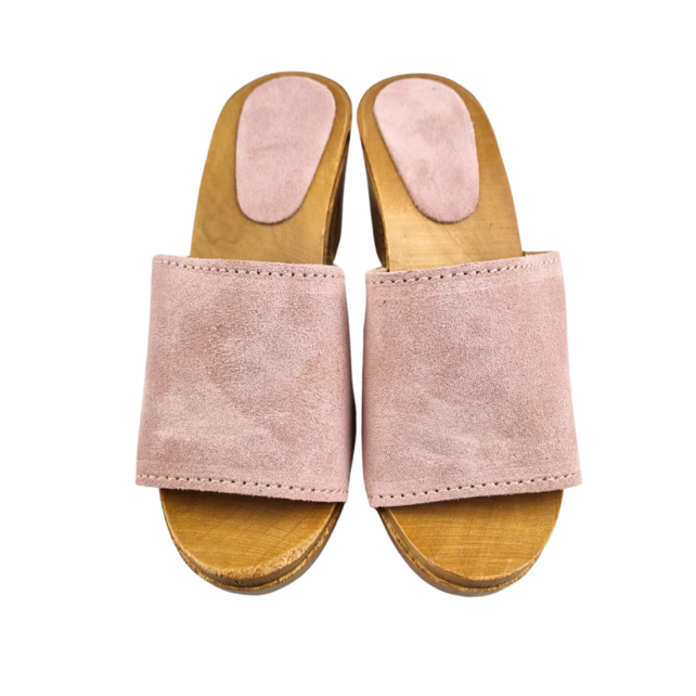 Heels  - pastel pink - suede leer - open teen