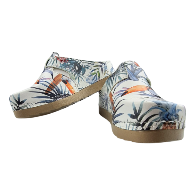 Medical Clogs Tropical Toekan - with buckle