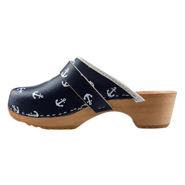 Klompen Blauw met ankers open Klompen Blauw met ankers open