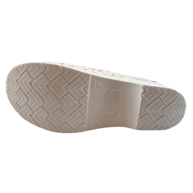 Medical clogs - PU sole and open heel - Pink flowers  36-43