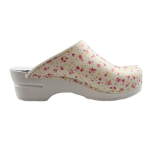 Medical clogs - PU sole and open heel - Pink flowers  36-43