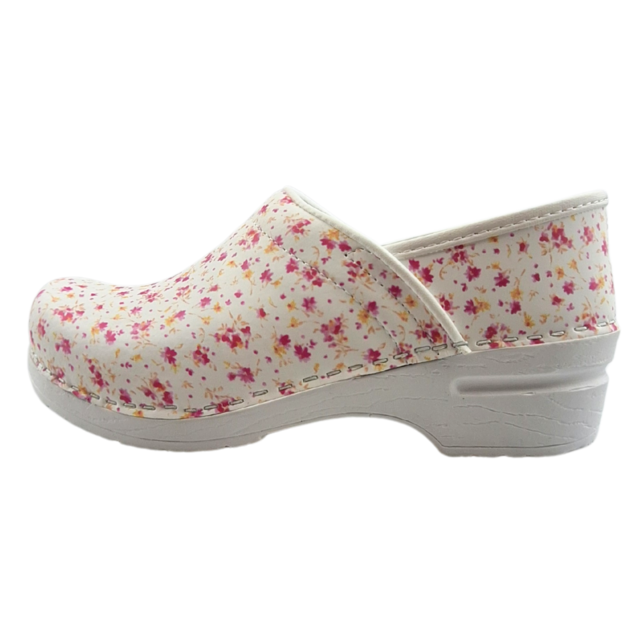 Medische klompen - PU zool met dichte hiel - roze bloemetjes - 36-43