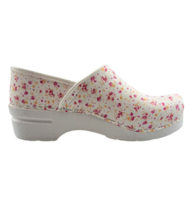 Medical clogs - PU sole and closed heel - Pink flowers  36-43