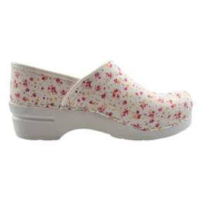 Medical clogs - PU sole and closed heel - Pink flowers  36-43