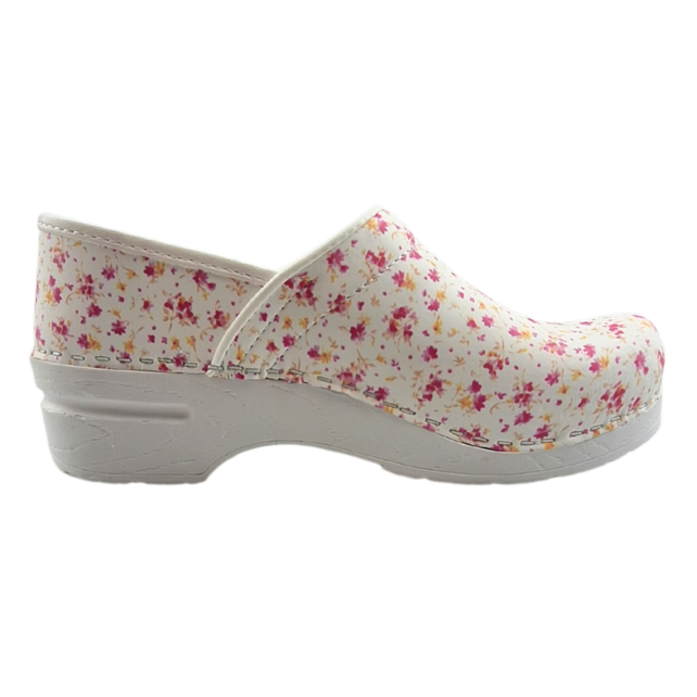 Medische klompen - PU zool met dichte hiel - roze bloemetjes - 36-43