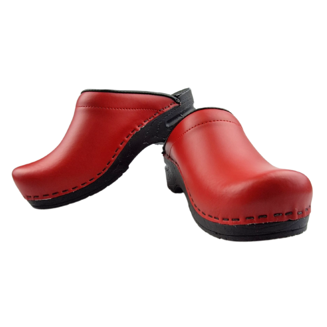 Medical clogs - PU sole and open heel - Red -  36-43