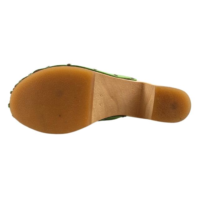 Green high heel suede clogs @Dina