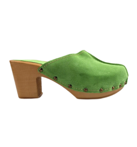 Green hoge hak suede clogs @Dina