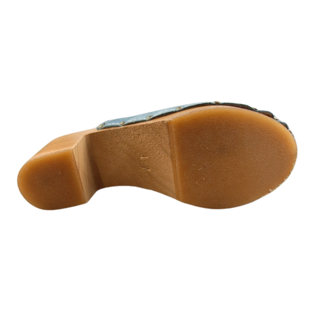 Mint Green suede high heel clogs