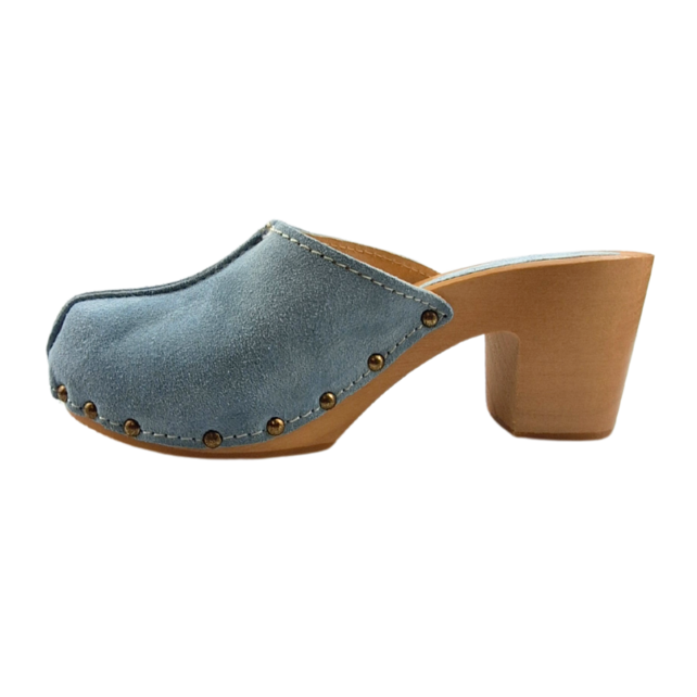 Mint Groen suede hoge hak clogs