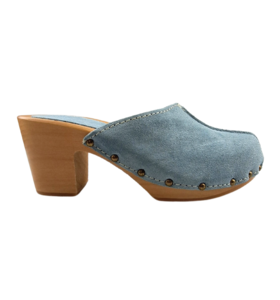 Mint Groen suede hoge hak clogs