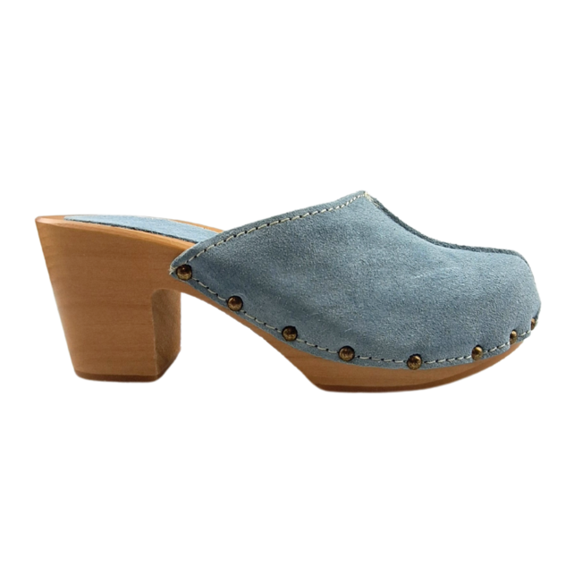Mint Groen suede hoge hak clogs