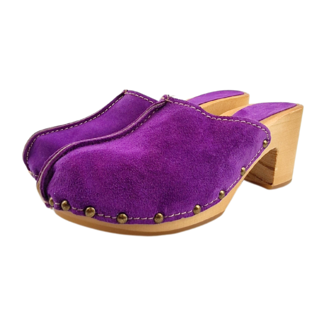 Purple hoge hak suede clogs @Dina Purple hoge hak suede clogs @Dina