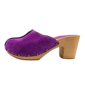 Purple high heel suede clogs @Dina