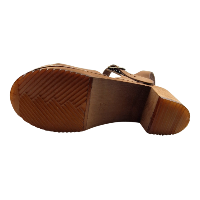 Dina Heels Betty - Coffee Brown -  gevlochten met Nubuck leer