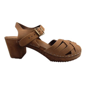 Dina Heels Betty - Coffee Brown - braided with Nubuck leather