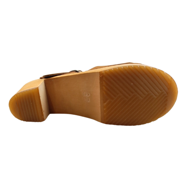 Dina Heels Betty - Cognac - braided with Nubuck leather