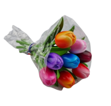 Bouquet of wooden tulips - mix of colours - 8 tulips - 20cm length