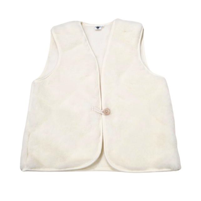 Gillet 100% wol wit met knoop