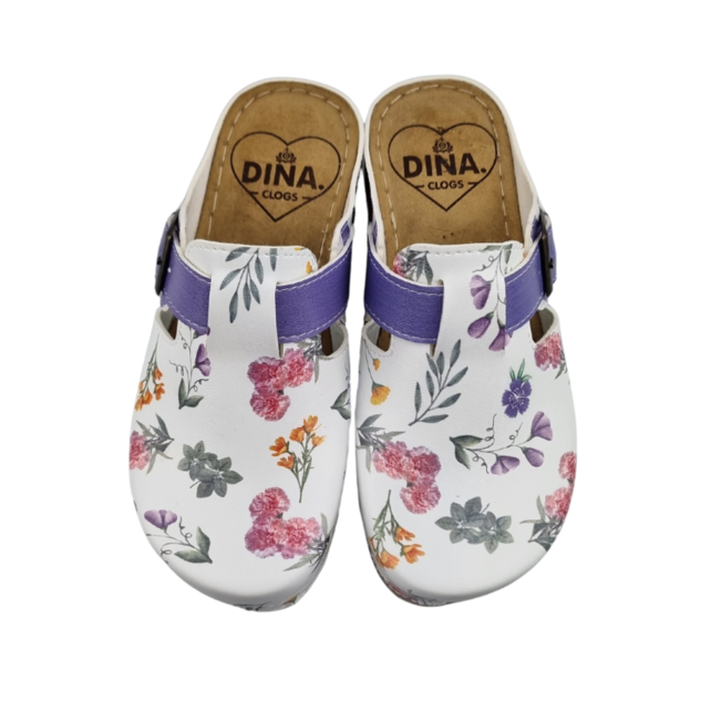 Dina clogs Purple stripes and flowers