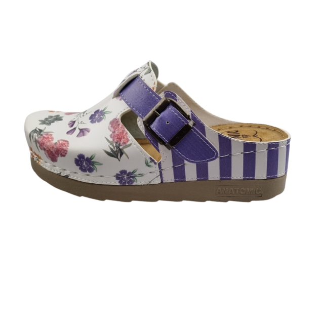 Dina clogs Purple stripes and flowers