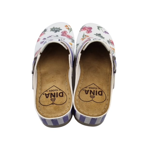 Dina clogs Purple stripes and flowers