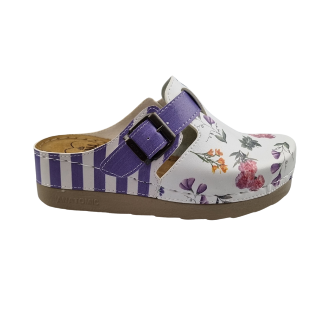 Dina clogs Purple stripes and flowers