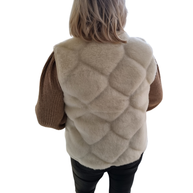 Gillet 100% wol wit met knoop