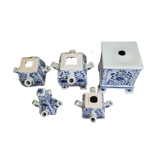 Delftsblauwe Piramide Vaas voor tulpen - 93cm hoog